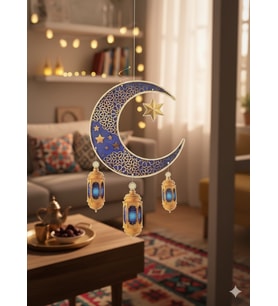 Süs Sarkıt RAMAZAN tavan AYYILDIZ kandi90x30 MAVİ