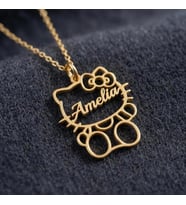 Kişiye Özel 925 Ayar Gümüş Hello Kitty İsim Kolye (Gold)