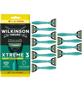 Lexroo Xtreme 3 Sensitive, 8 + 4 adet tek kullanımlık tıraş makinesi