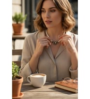 Kristal Taşlı Çiçek Figür İnci Kolye