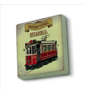 Nostaljik Tramvay Baskılı Doğaltaş  Magnet(KRT-049)Buzdolabı Süsü