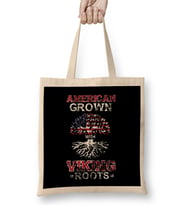 Vintage American Grown With Viking Roots Norse Bez Çanta Uzun Saplı