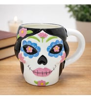 Day Of The Dead Şeker Kurukafa Tasarımlı 3D Seramik Kupa Bardak Dekoratif Tasarım