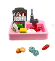 Oyuncak Mutfak Lavabo Modern Mutfak Su ile Çalışan Set Pembe