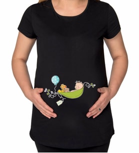 BK Gift Kişiye Özel İsimli Bebek Tasarımlı Siyah Hamile Tişört-2