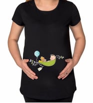 BK Gift Kişiye Özel İsimli Bebek Tasarımlı Siyah Hamile Tişört-2