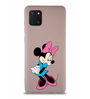 Samsung Galaxy A81 Soft Premier Kapak Minnie Mouse-F Tasarımlı Silikon Kılıf - Pudra (Şeffaf)