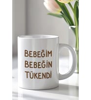Mizahi Yazılı 330ml Baskılı Beyaz Seramik Kupa Bardak