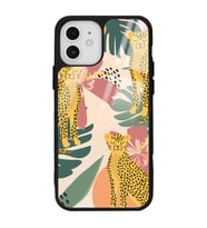 iPhone 12 - 12 Pro Uyumlu Çiçekli Leopar Tasarımlı Glossy Telefon Kılıfı