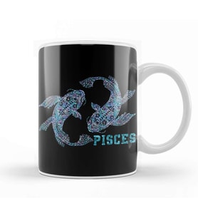 Fish Zodiac Sign Pisces Kupa Bardak Porselen