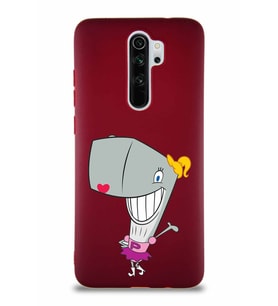 Xiaomi Redmi Note 8 Pro Soft Premier Kapak Pearl Yengeç Tasarımlı Silikon Kılıf - Mürdüm (Şeffaf)