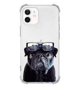 PrintiFy Apple iPhone 12 Uyumlu Köpek 3 Baskılı Şeffaf Köşe Korumalı Antişok Kılıf