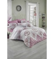Çift Kişilik Ranforce Nevresim Takımı %100 Pamuklu Şimal Pembe (Çok Renkli)