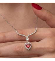 Kristal Zirkon Taşlı Kalp 925 Ayar Gümüş Kadın Kolye