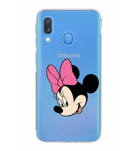 Samsung Galaxy A40  Kamera korumalı Tıpalı  Kapak Minnie Mouse Tasarımlı  Şeffaf Kılıf