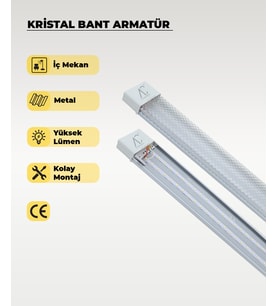 60W Beyaz Kristal  Led Bant Armatür 3200K Sarı Işık