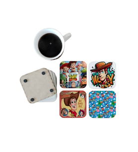 Ghostbastır Design Toy Story Dekoratif Ahşap Bardak Altlığı Seti 043