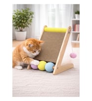 Ahşap Gövde Kedi Tırmalama Tahtası Oyun ve Tırmalama Platformu Halat Sarımlı Kedi Oyuncağı