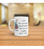 Mevlana Tasarımlı Kupa Baskı - Aşk Bir Uçurumdan Düşmek Gibidir.