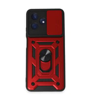 Realme C53 Kılıf Pars Lens Yüzüklü Silikon - Kırmızı