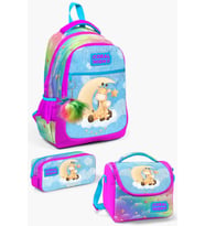 Coral High Kids Mavi Pembe Zürafa Desenli 3’lü Okul Çanta Seti SET0123479