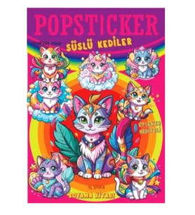Yuva Popsticker Süslü Kediler Boyama Kitabı 16syf