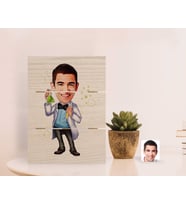 BK Gift Kişiye Özel Erkek Kimya Öğretmeni Karikatürlü Otantik Masaüstü Ahşap Palet Çerçeve-3 (Beyaz)