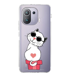 Xiaomi  Mi 11 Pro  Kamera Korumalı Kapak Coolcat Tasarımlı Şeffaf  Kılıf
