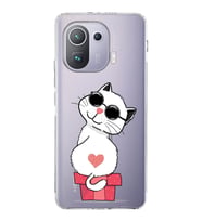 Xiaomi  Mi 11 Pro  Kamera Korumalı Kapak Coolcat Tasarımlı Şeffaf  Kılıf