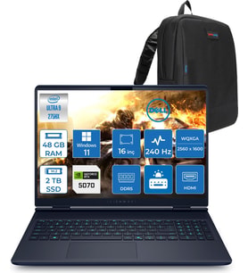 Dell Alienware 16X Aurora Intel Core Ultra 9 275HX 48GB Ddr5 2tb SSD Windows 11 Home 8gb RTX5070 16 Inç 2K(2560×1600) Wqxga 240Hz 3ms Wva Taşınabilir Bilgisayar AC16251CU932157WH32 + Zetta Çanta