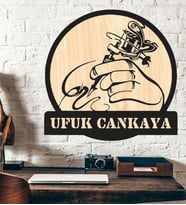 Kişye Özel Dövmeci Tattoo Temalı Ahşap Duvar Tablo