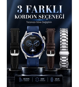 AMOLED Ekranlı Bluetooth Akıllı Saat 3 Kordonlu Uzun Pil Ömürlü