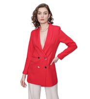 Kadın Kırmızı Uzun Düğmeli Blazer Ceket