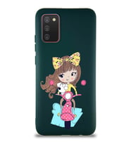 Samsung Galaxy A02S Soft Premier Kapak Vespagirl Tasarımlı Silikon Kılıf - Yeşil (Şeffaf)