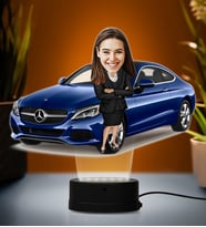 Doğum Günü Hediyesi,Sevgiliye Hediye, Kişiye Özel Fotoğraflı Mercedes Tasarımlı Kadın Karikatür 3D Led Lamba (Beyaz)