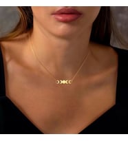Kişiye Özel 925 Ayar Gümüş Ay Evreleri Kolye Şık Sevgiliye Hediye (Gold)