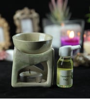 Buhurdanlık Şömine Yeşil Desenli & Buhur Koku Mum Set