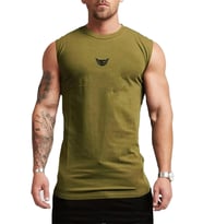 Erkek Nem Emici Hızlı Kuruma Atletik Teknik Performans Sporcu Sıfır Kol T-shirt MG-ATLET (Haki)