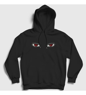 Presmono Unisex Siyah Sharingan Anime Naruto Kapüşonlu Sweatshirt 134417tt