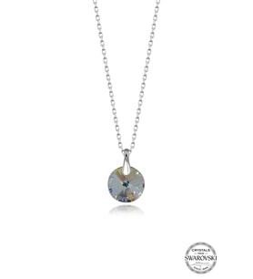 Swarovski Crystal Kadın 12 mm Yuvarlak Gümüş Kolye