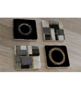 Soyut Tasarımlar Doğal Taş Bardak Altlığı 4'lü set - Natural Stone Coasters