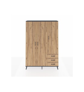 Arges Gardrop 6 Raflı 3 Çekmeceli Tek Askılı 132x30x195 Antrasit-Çam