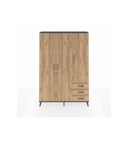 Arges Gardrop 6 Raflı 3 Çekmeceli Tek Askılı 132x30x195 Antrasit-Çam
