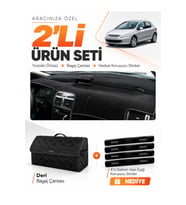 e-biz PEUGEOT 307 (2001-2008) Uyumlu Torpido Örtüsü + Deri Bagaj Çantası Seti - Siyah - PE009