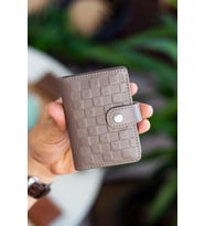 Garbalia Pekin Hakiki Deri Bol Kartlıklı Dıştan Patlı Unisex Kartlık Cüzdan BEJ 