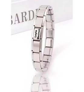 Kişiye Özel isim Yazılı italyan Charm 18 cm Çelik Bileklik sevgiliye hediye