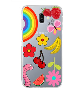 PrintiFy Samsung Galaxy J6 Plus 2018 ile Uyumlu 1mm Slim Fit Water Color 5 Baskılı Şeffaf  Kılıf