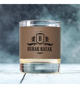 Premium Arkadaşa Hediye Vizon Deri Kaplı Kişiye Özel Viski Bardağı