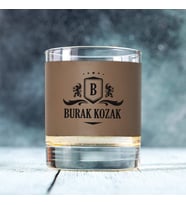 Premium Arkadaşa Hediye Vizon Deri Kaplı Kişiye Özel Viski Bardağı