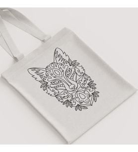 Ham Bez Çanta Tilki Kafası Yaprak Desenli Kalın Çizgi Unisex Omuz Çantası Hediyelik Kanvas Çanta
